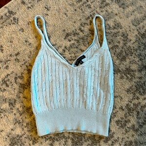 Blue cable knit sweater tank